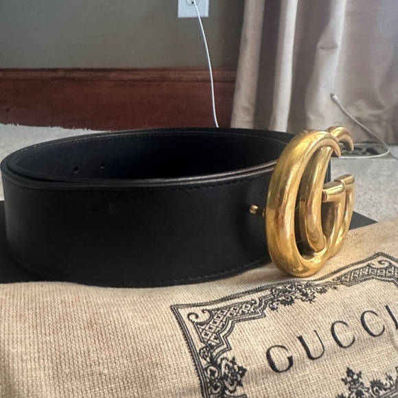 AUTHENTIC Black GG Marmont Wide Belt main image 7
